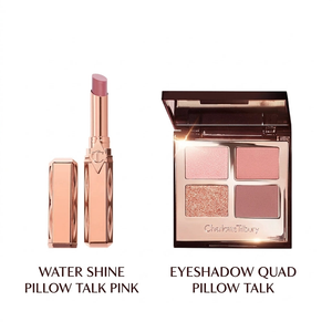 خيار طقم Charlotte Tilbury بباليت ظلال رباعية وردية مع أحمر الشفاه