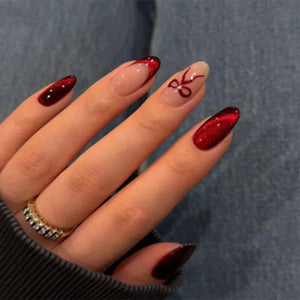24pcs Simple Almond False Nails Sets Blush Design Press on N.