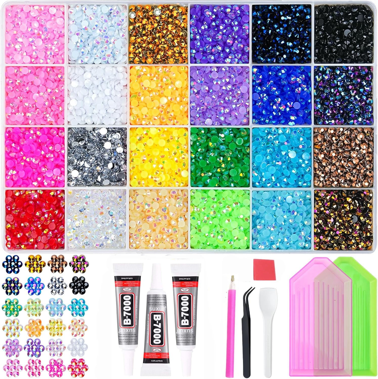 Multicolor Rhinestone Set for DIY Nail Art and Crafts.