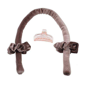 Heatless curling silk velvet headband with scrunchies and claw clip for overnight curls