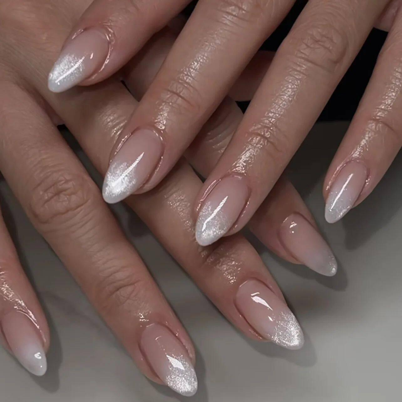 24pcs Simple Almond False Nails Sets Blush Design Press on N.