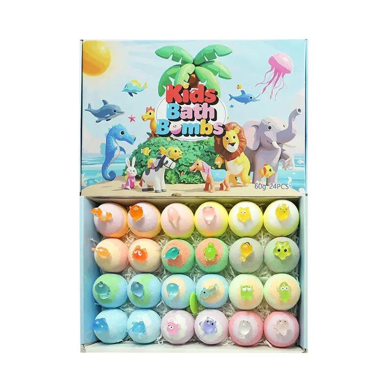 12pcs*60g Kids Bath Balls Marine Toy Scented Bath Salt Balls Explosive Essential Oil Bath Balls Bubble Bubble Bombs.