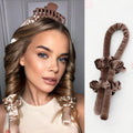 Heatless curling silk velvet headband with scrunchies and claw clip for overnight bouncy curls