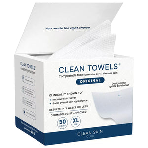 Box of Clean Towels with text on a white background