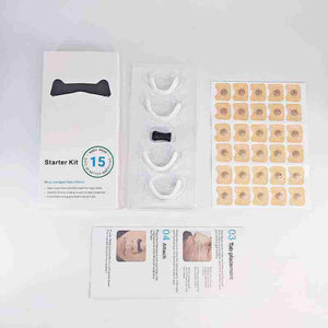 nasal breathing dilator starter kit with silicone dilators and adhesive tabs