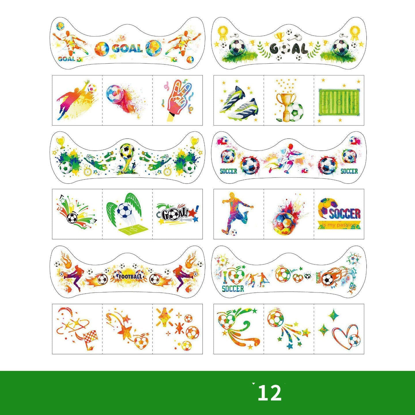 World Cup Watching Fan Face Atmosphere Decorative Sticker Waterproof Sticker, Durable Washable Luminous Football Tattoo Sticker.