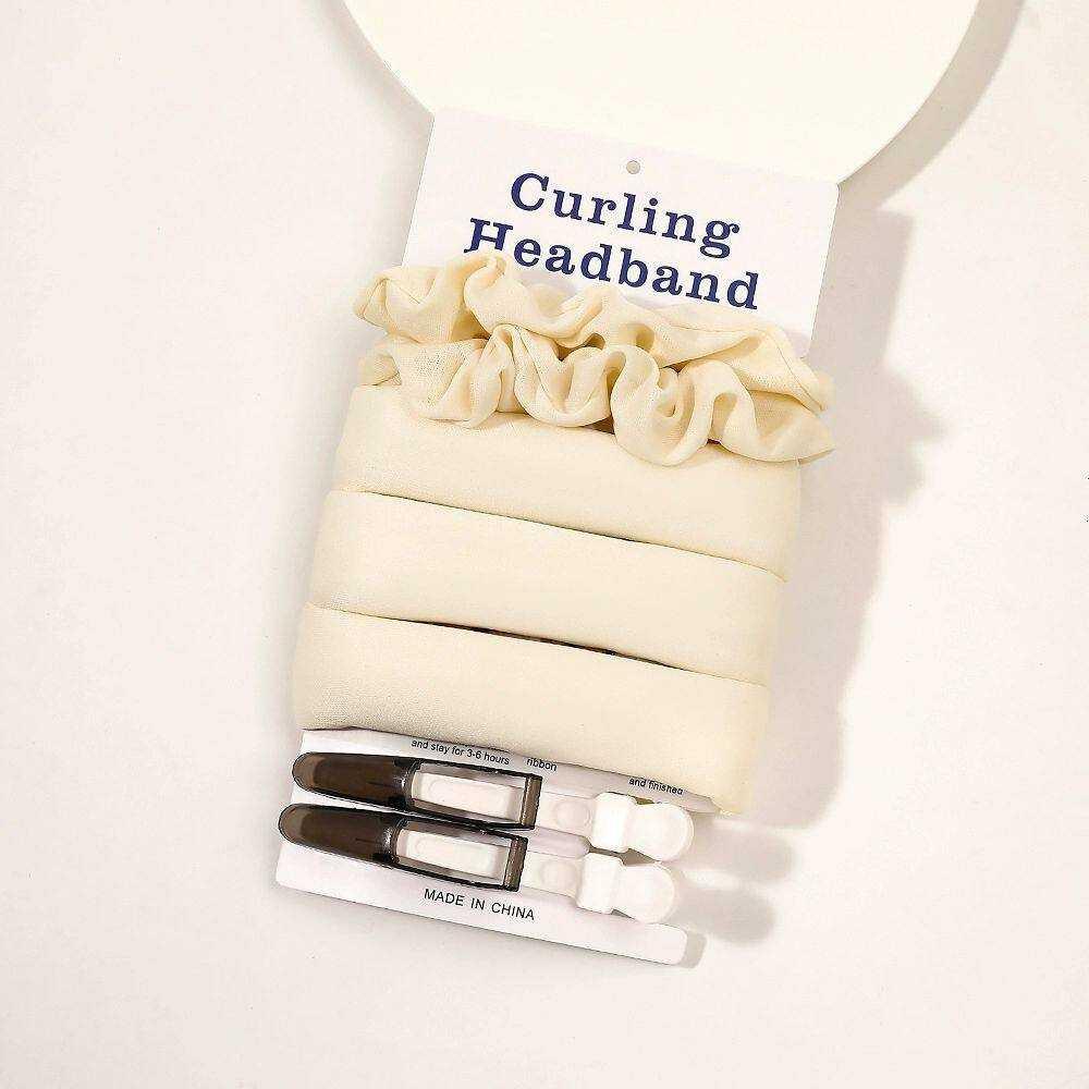 Heatless curling rod headband with silk velvet rollers, scrunchies, and claw clip for overnight curls on long and medium hair