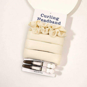 Heatless curling rod headband with silk velvet rollers, scrunchies, and claw clip for overnight curls on long and medium hair