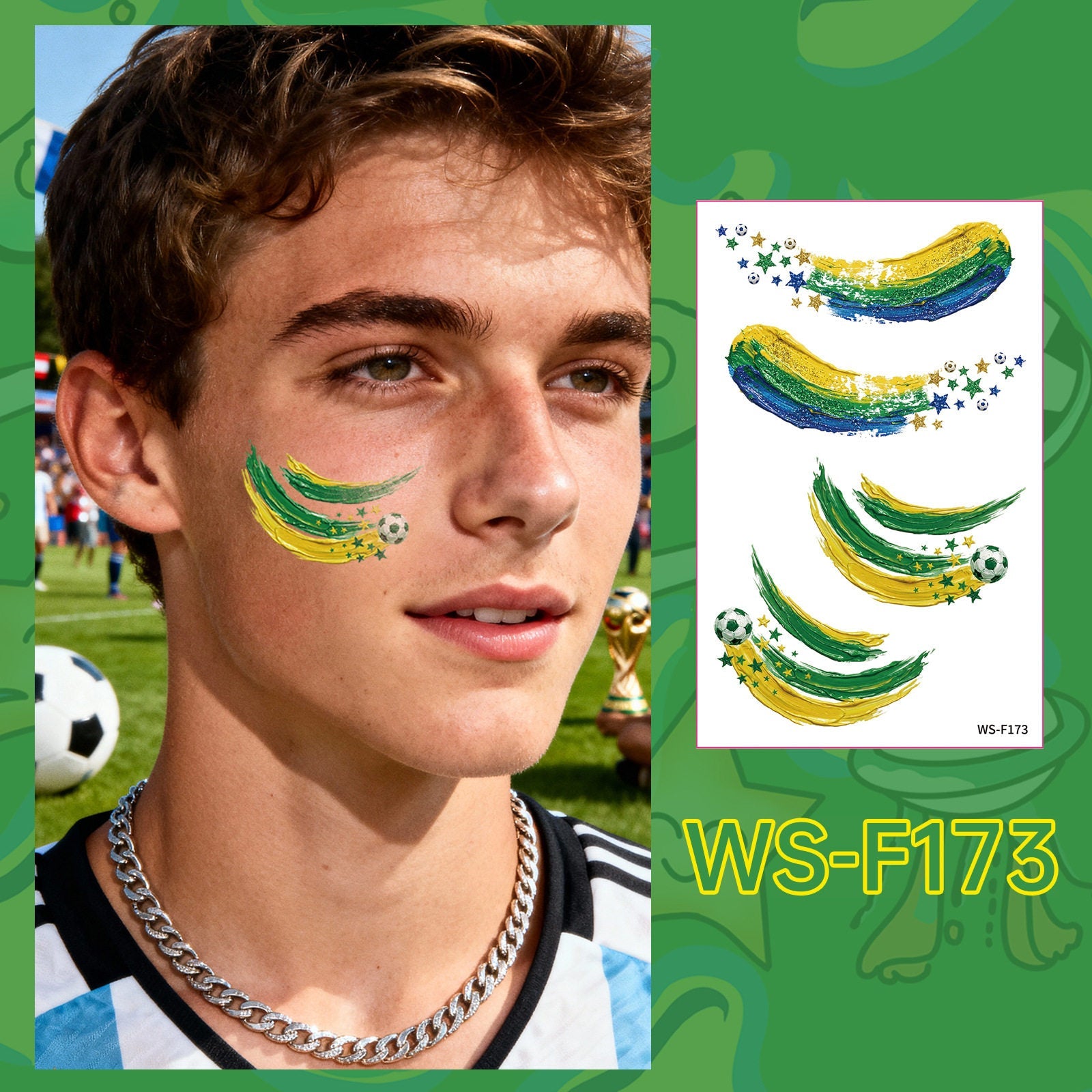 2026 World Cup Temporary Tattoos – Football Cheer Stickers for Face and Body.