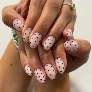 24pcs Simple Almond False Nails Sets Blush Design Press on N.