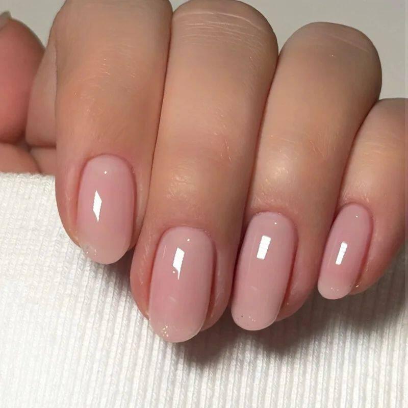 24pcs Simple Almond False Nails Sets Blush Design Press on N.