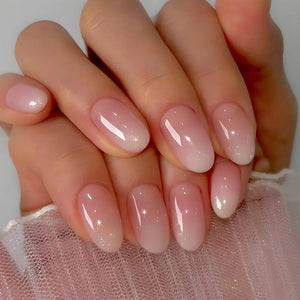 24pcs Simple Almond False Nails Sets Blush Design Press on N.