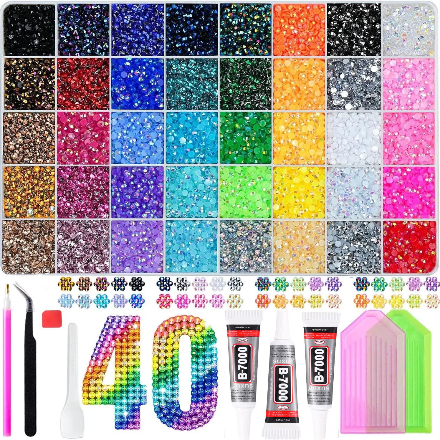 Multicolor Rhinestone Set for DIY Nail Art and Crafts.