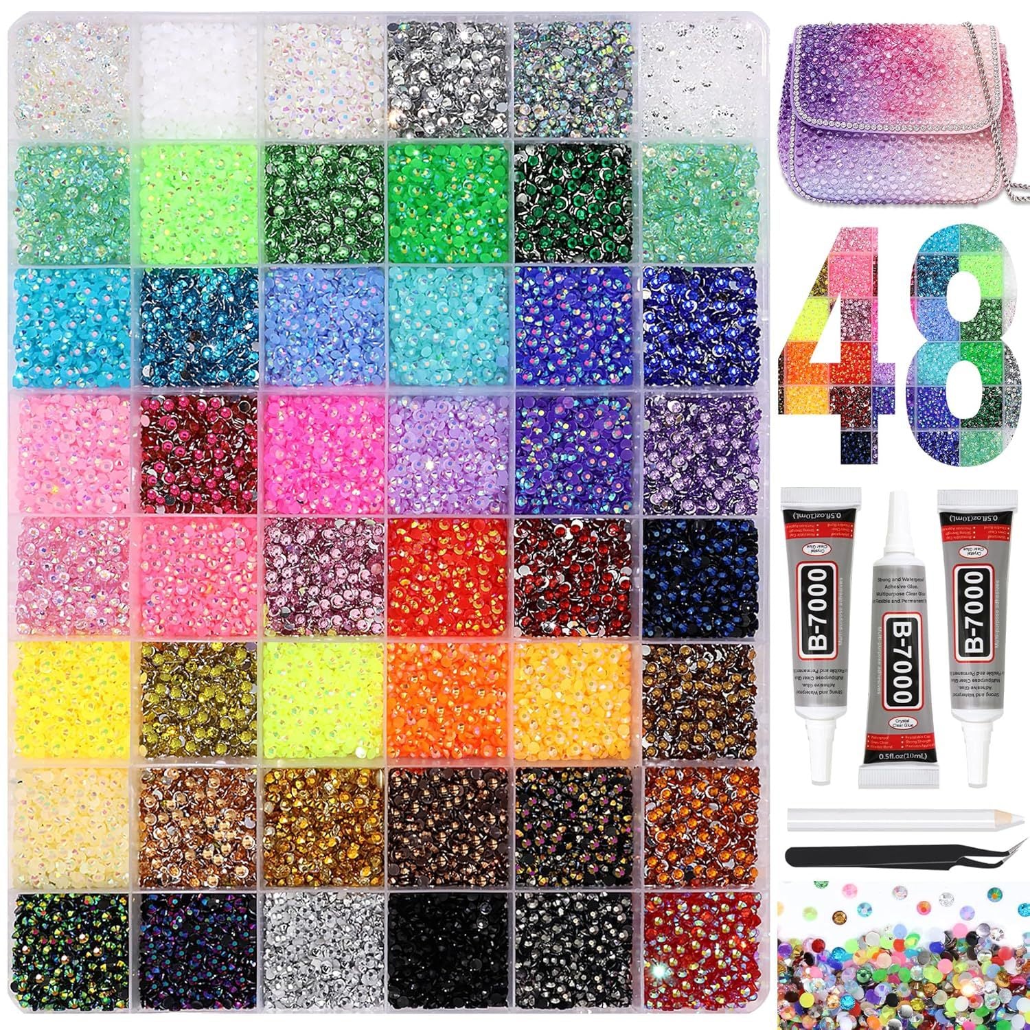 Multicolor Rhinestone Set for DIY Nail Art and Crafts.