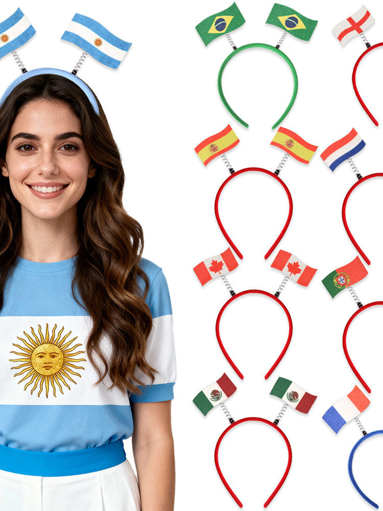 طوق رأس بتصميم أعلام دول العالم مع لمعة مميزة لمحبي كرة القدم.