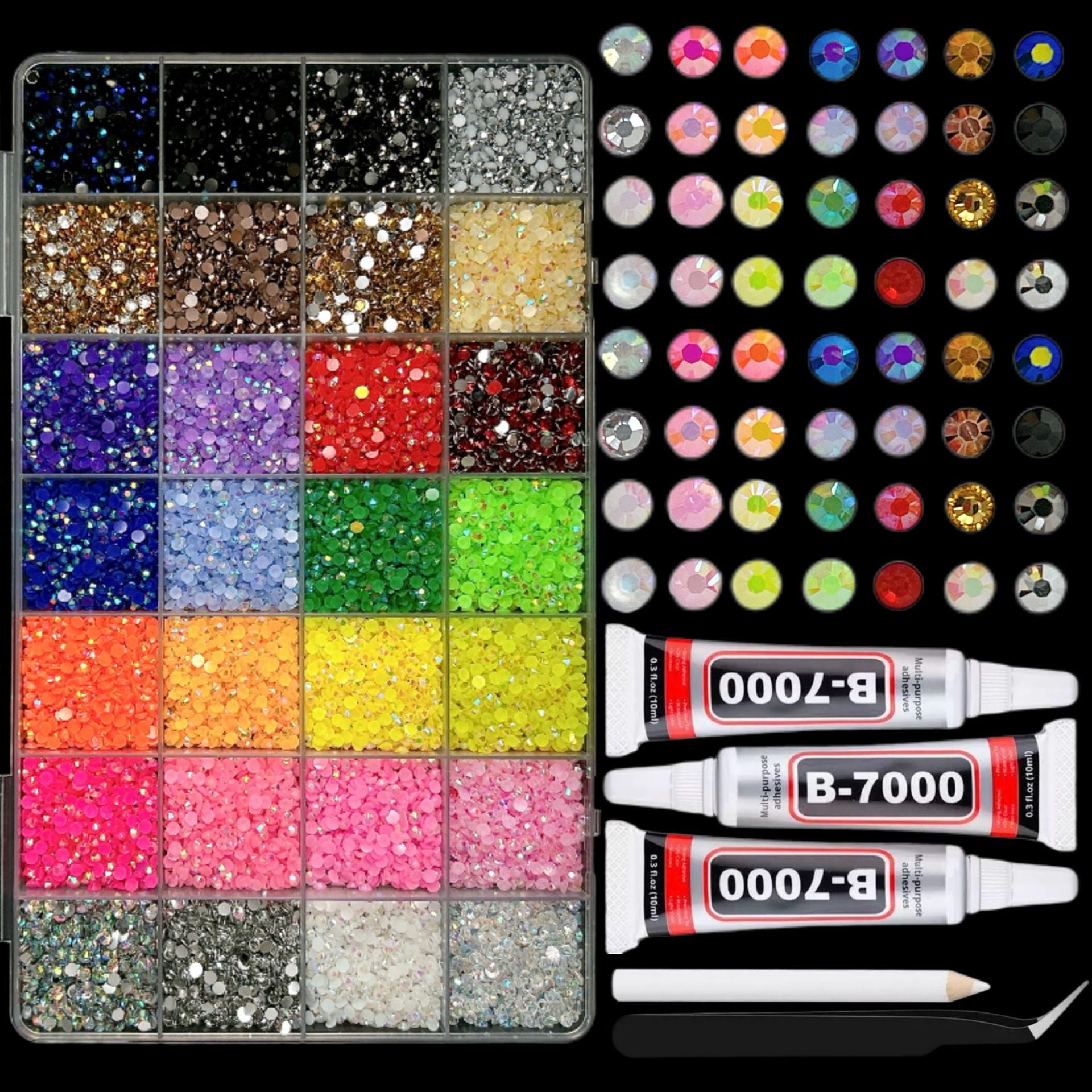 Multicolor Rhinestone Set for DIY Nail Art and Crafts.