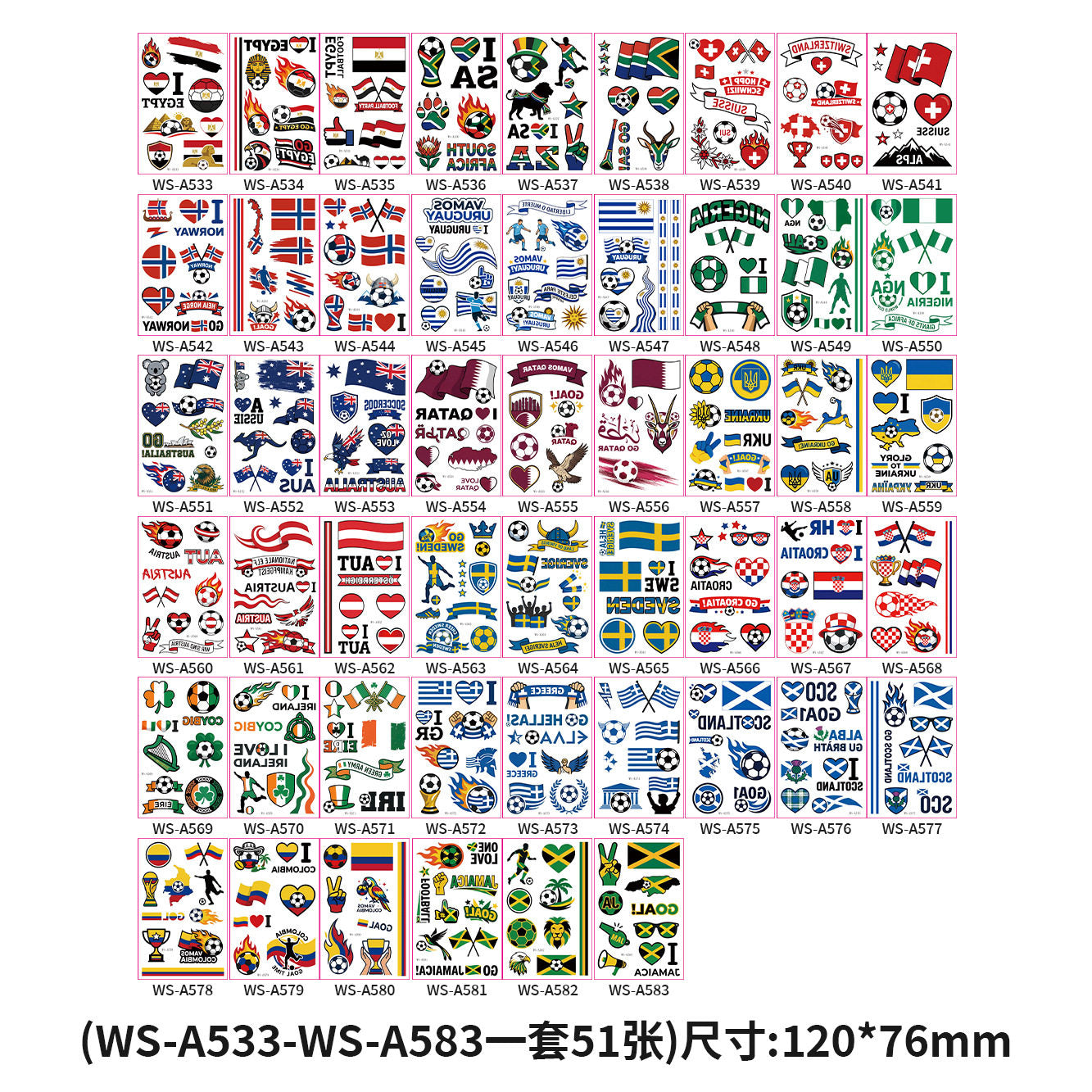 Tattoo stickers for the US, Canada, Mexico World Cup football rugby tournament, America's Cup face paper, waterproof sweat-resistant hair 10 sheets.