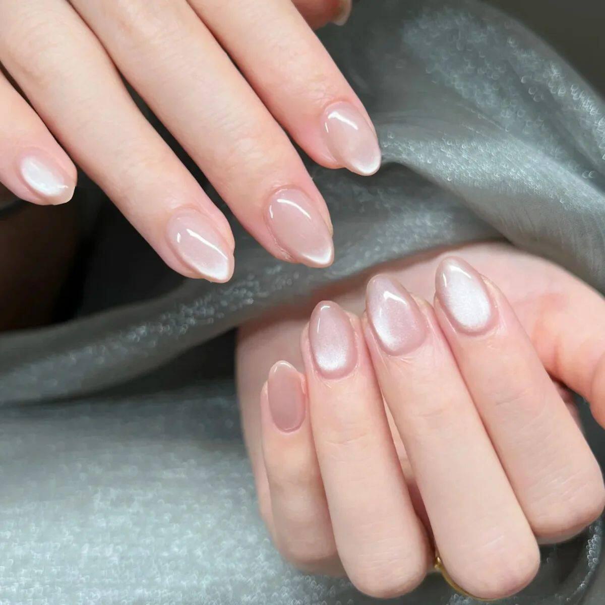 24pcs Simple Almond False Nails Sets Blush Design Press on N.