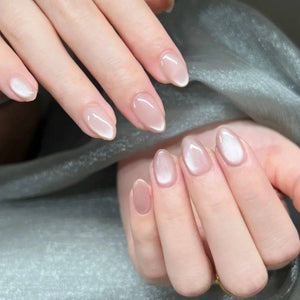 24pcs Simple Almond False Nails Sets Blush Design Press on N.