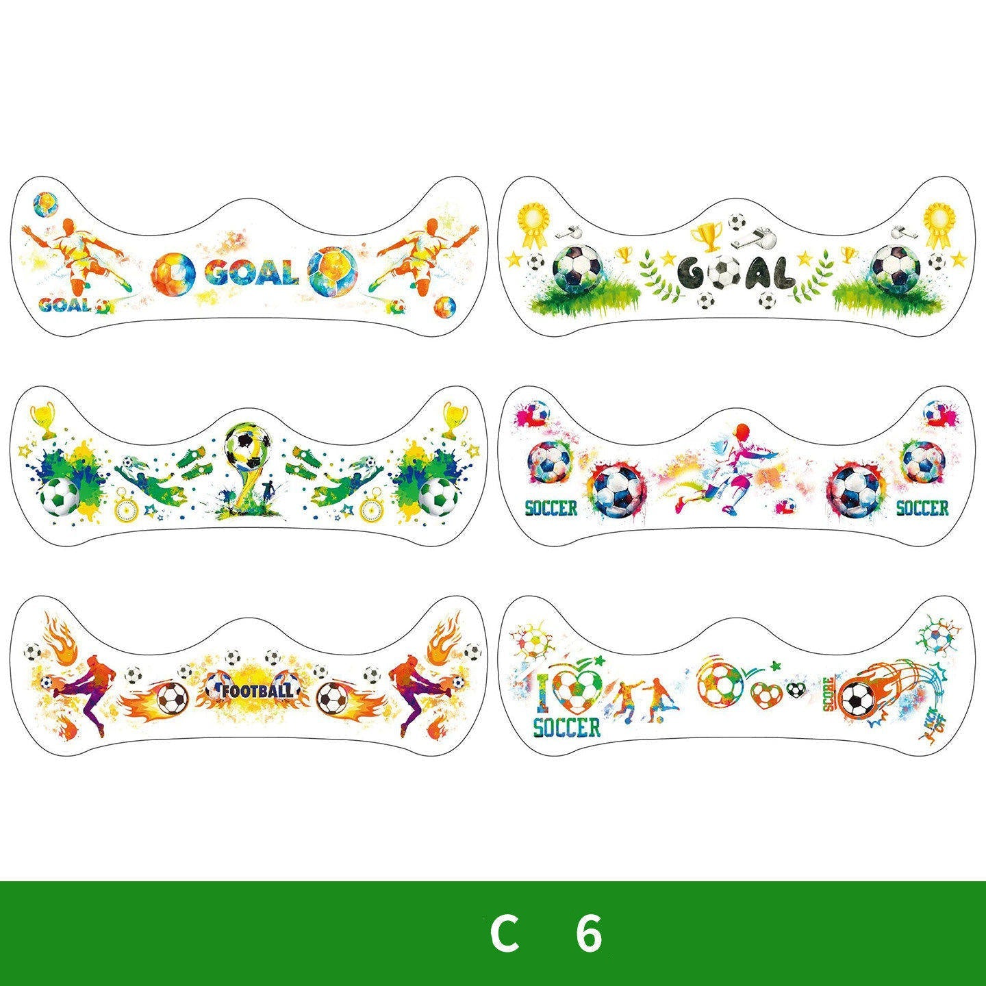 World Cup Watching Fan Face Atmosphere Decorative Sticker Waterproof Sticker, Durable Washable Luminous Football Tattoo Sticker.