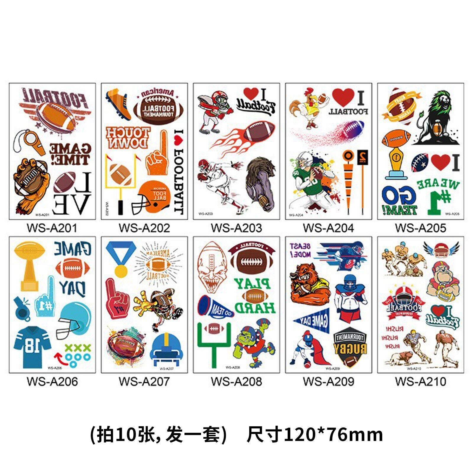 Tattoo stickers for the US, Canada, Mexico World Cup football rugby tournament, America's Cup face paper, waterproof sweat-resistant hair 10 sheets.