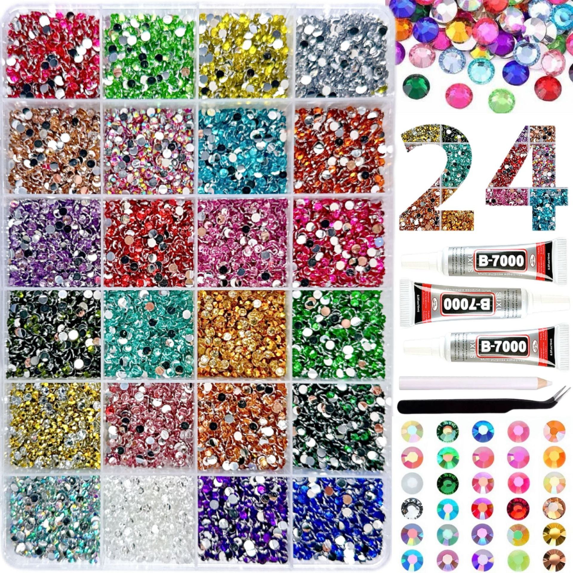 Multicolor Rhinestone Set for DIY Nail Art and Crafts.