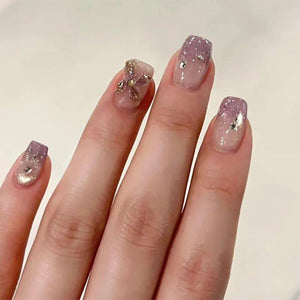 24pcs Simple Almond False Nails Sets Blush Design Press on N.