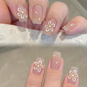 24pcs Simple Almond False Nails Sets Blush Design Press on N.