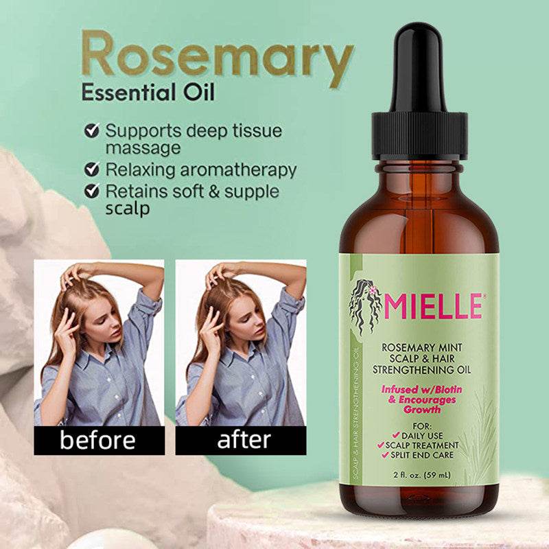 Mielle Rosemary Mint Scalp & Hair Growth Essential Oil – Infused with Biotin & Essential Oils | Nourishing Treatment for Hair Growth, Split Ends & Dry Scalp | 2 fl. oz