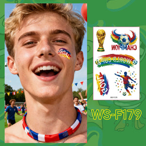 2026 World Cup Temporary Tattoos – Football Cheer Stickers for Face and Body.