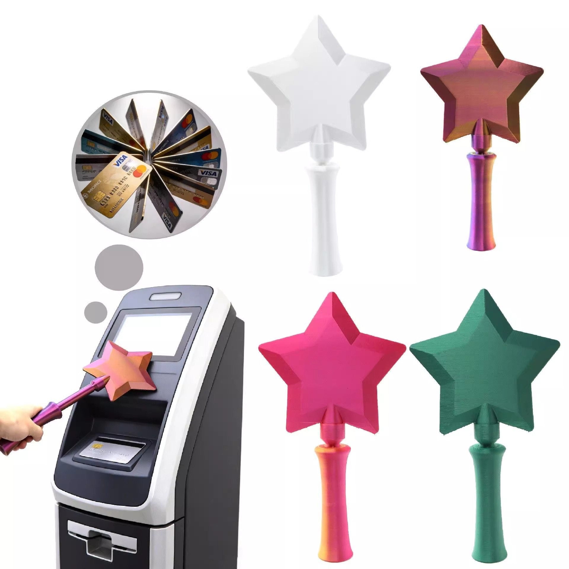 Star Magic Wand NFC Card Holder, Contactless Payment Clip, Fairy Wand Card Swiping Tool, Creative Cartoon Star Stick.