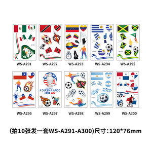 Tattoo stickers for the US, Canada, Mexico World Cup football rugby tournament, America's Cup face paper, waterproof sweat-resistant hair 10 sheets.