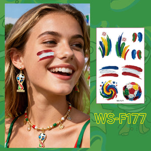 2026 World Cup Temporary Tattoos – Football Cheer Stickers for Face and Body.