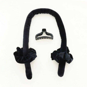 Heatless curling rod headband with silk velvet rollers, scrunchies, and claw clip for overnight curls on long and medium hair