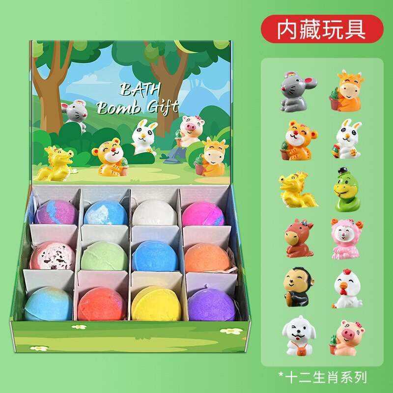 Colorful crystal bath salt ball sets for children, best bath toys with hidden zodiac surprises and soothing scents
