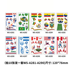 Tattoo stickers for the US, Canada, Mexico World Cup football rugby tournament, America's Cup face paper, waterproof sweat-resistant hair 10 sheets.