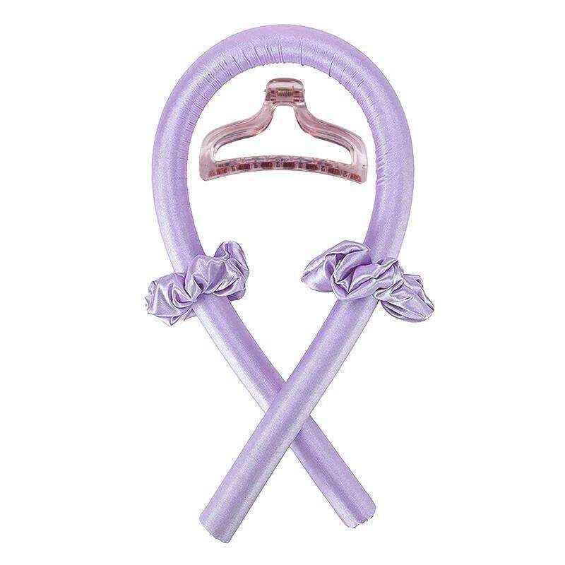 Heatless curling silk velvet headband hair rollers with scrunchies and claw clip for overnight curls