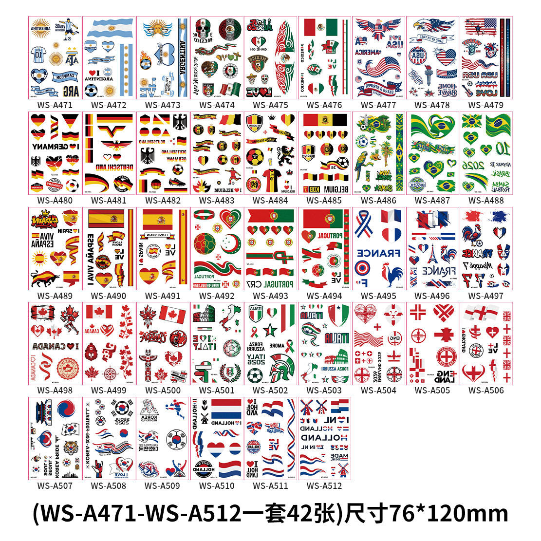Tattoo stickers for the US, Canada, Mexico World Cup football rugby tournament, America's Cup face paper, waterproof sweat-resistant hair 10 sheets.