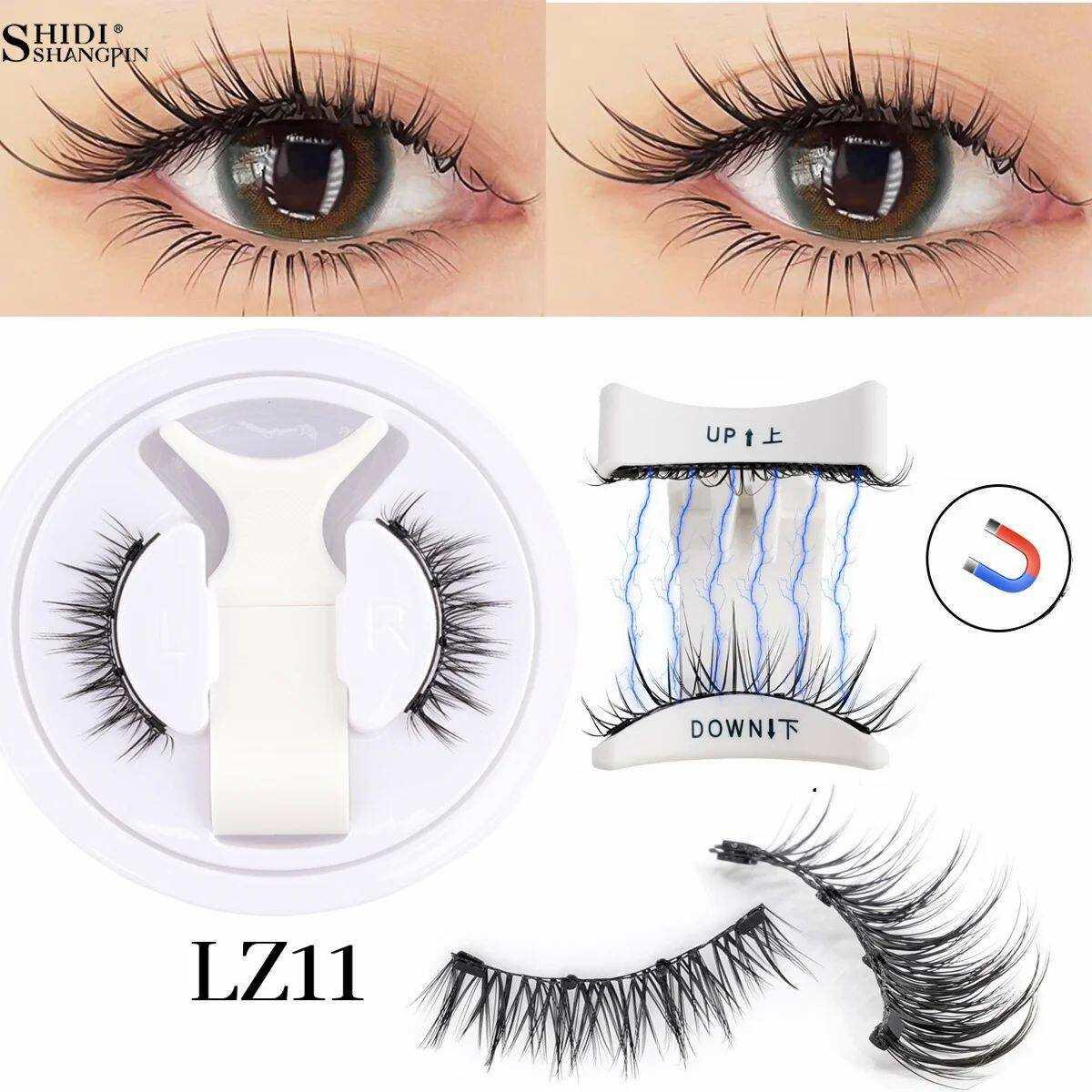Magnetic eyelashes with applicator kit for natural, voluminous 3D faux mink lash look