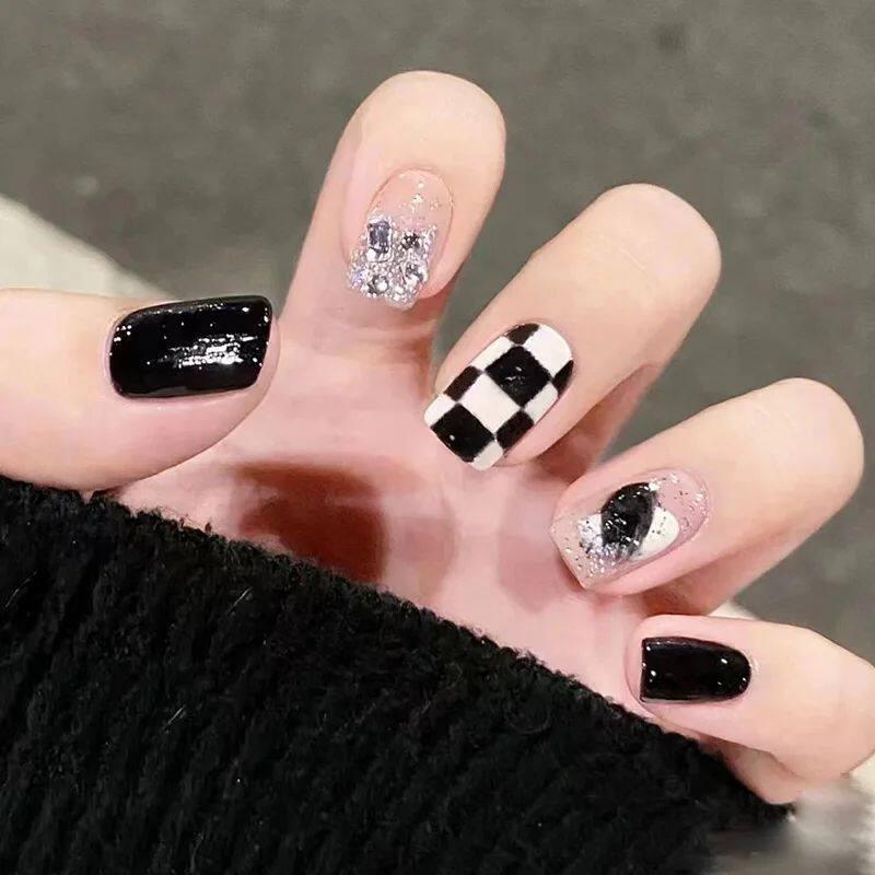 24pcs Simple Almond False Nails Sets Blush Design Press on N.