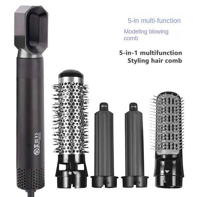 5-in-1 Professional Air Styler & Hair Dryer – Multi-Head Hot Air Brush Set for Curling, Straightening, and Volumizing | Ionic Hair Styling Wand with Auto-Wrap Barrels.
