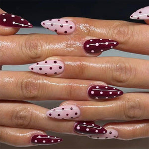 24pcs Simple Almond False Nails Sets Blush Design Press on N.