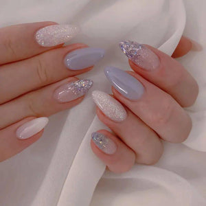 24pcs Simple Almond False Nails Sets Blush Design Press on N.
