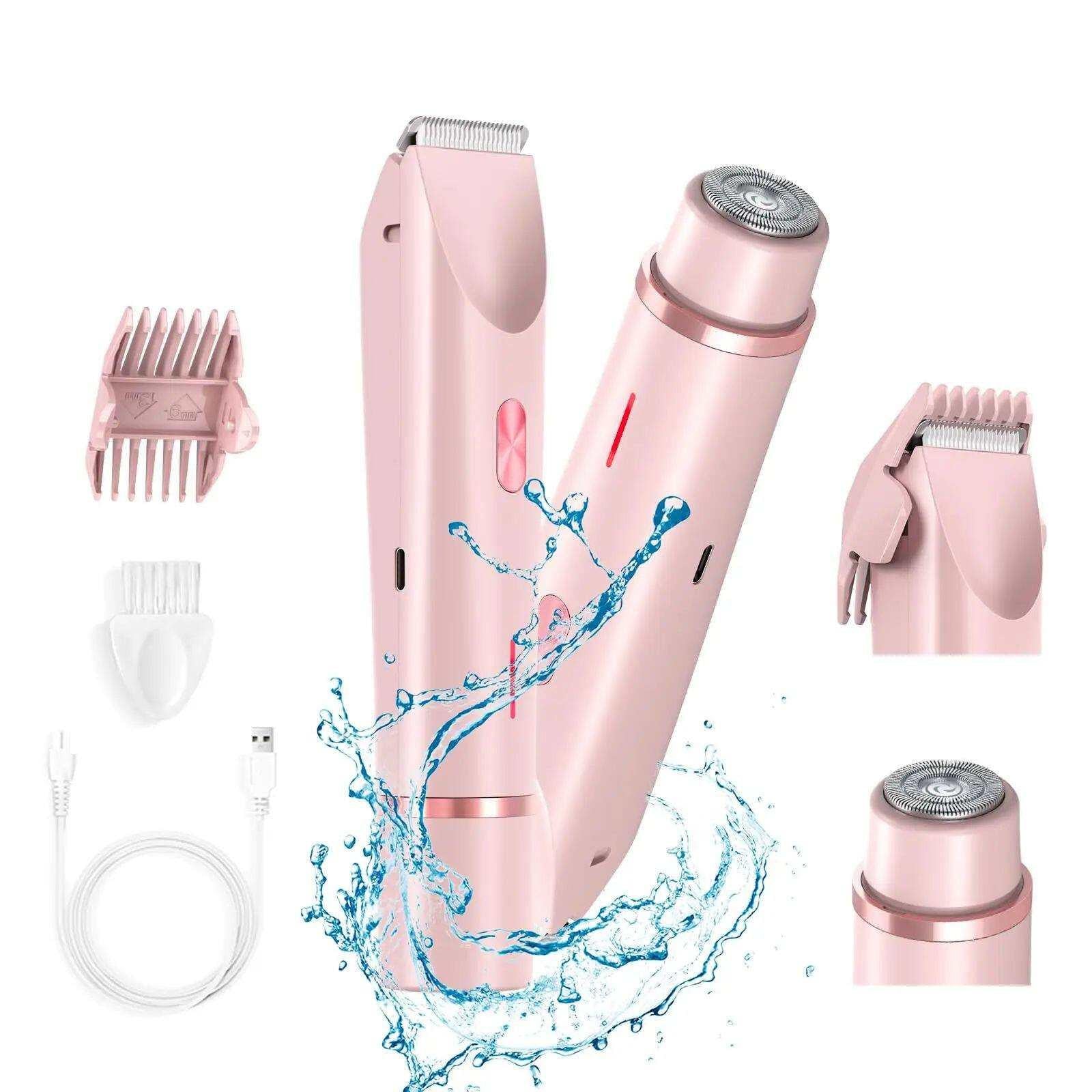 Waterproof electric razor for facial hair remover electric squeegee for women Blue wet hair removal razor.
