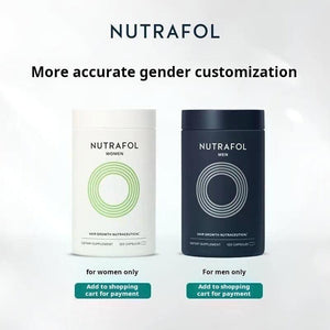 Two Nutrafol products for women and men on a white background