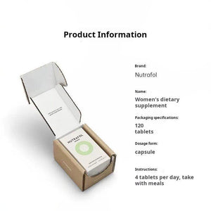 Nutrofol women's dietary supplement packaging with product information on a white background