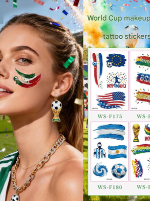 2026 World Cup Temporary Tattoos – Football Cheer Stickers for Face and Body.