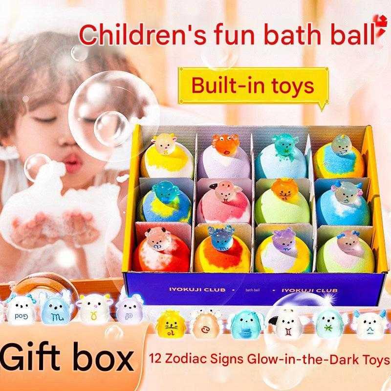 IYOKUJI CLUB 12 Zodiac Kids Bath Bombs with Hidden Toys.
