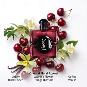 عطر سان لوران Black Opium Scarlet بنفحات الفانيليا والكرز
