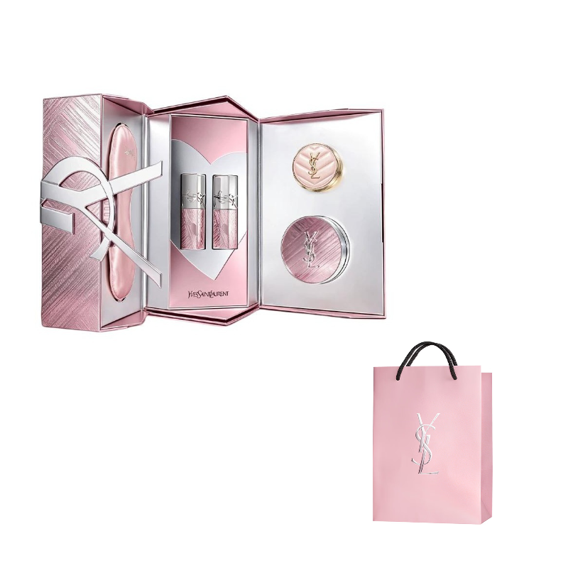 علبة هدايا مكياج YSL مع الحقيبة الوردية